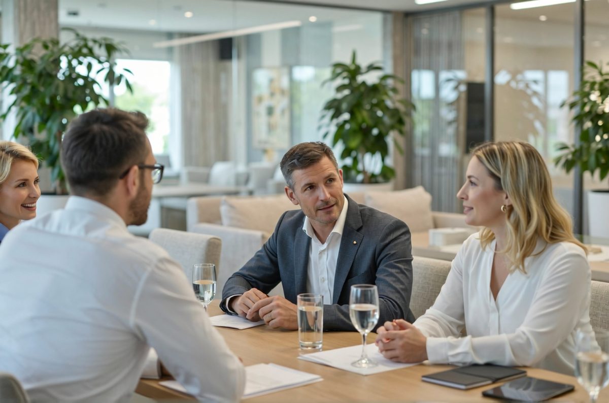 Professional team collaborating in a modern office environment, symbolizing NitiGlobal’s innovative and client-focused approach