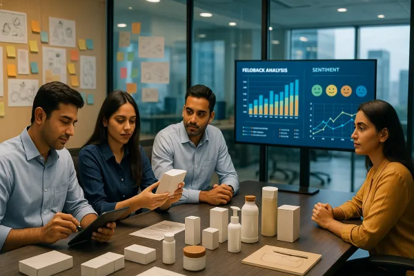 “Marketing analysts reviewing brand tracking metrics on a digital dashboard”